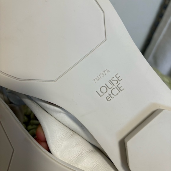 NWOB Louise Et Cie Abaleena Optic White Leather Top Knot Slide Flat Sandal - Picture 7 of 8